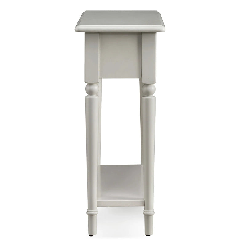 Coastal Chairside Wood Accent Table with Drawer and Shelf