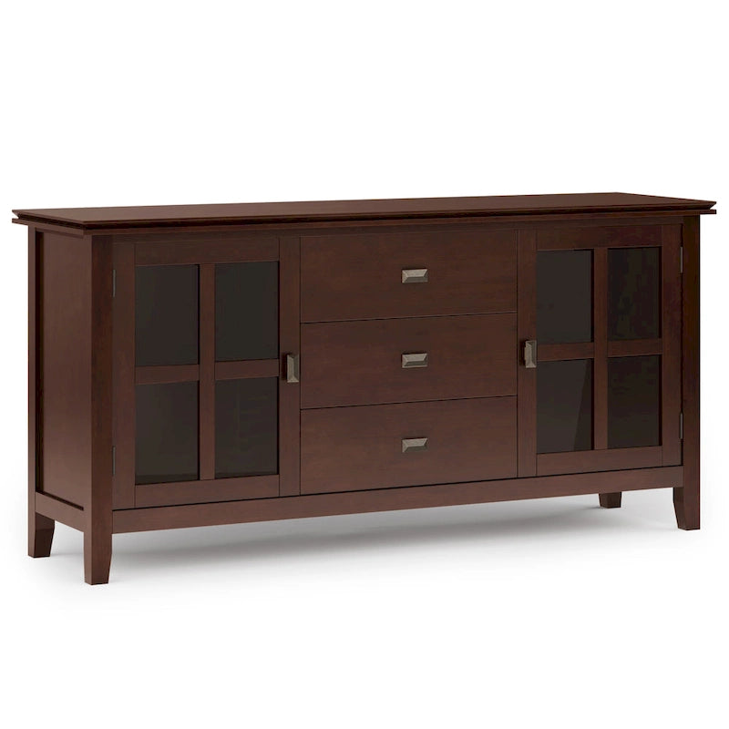 Stratford SOLID WOOD 60 Wide Contemporary Sideboard Buffet in Russet Brown - 17d x 60w x 30h
