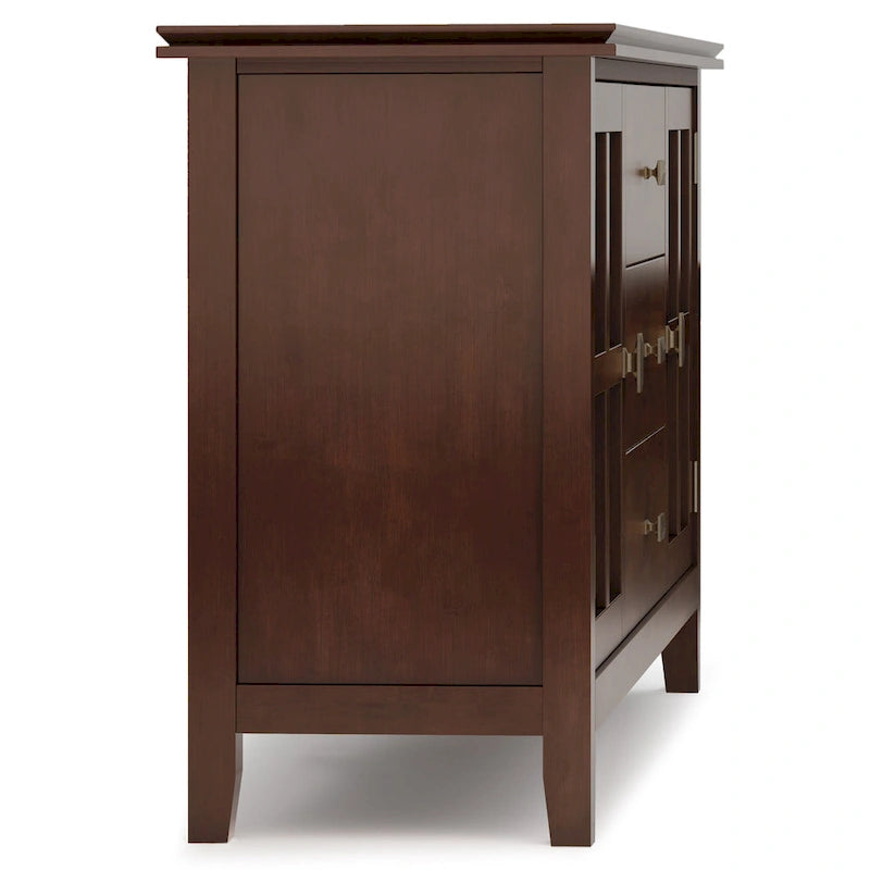 Stratford SOLID WOOD 60 Wide Contemporary Sideboard Buffet in Russet Brown - 17d x 60w x 30h