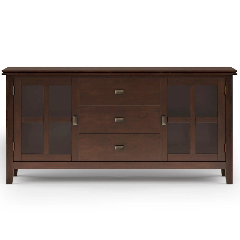 Stratford SOLID WOOD 60 Wide Contemporary Sideboard Buffet in Russet Brown - 17d x 60w x 30h