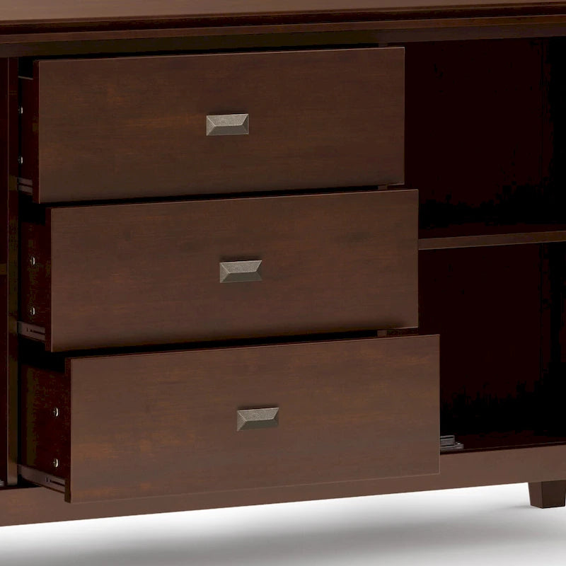 Stratford SOLID WOOD 60 Wide Contemporary Sideboard Buffet in Russet Brown - 17d x 60w x 30h