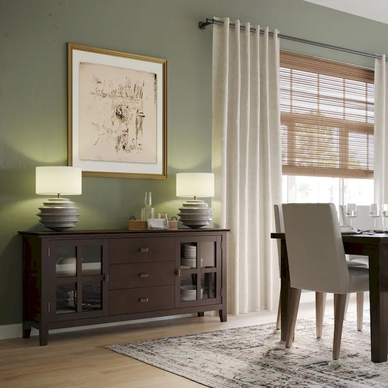 Stratford SOLID WOOD 60 Wide Contemporary Sideboard Buffet in Russet Brown - 17d x 60w x 30h