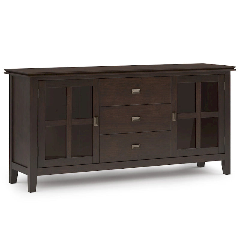Stratford SOLID WOOD 60 Wide Contemporary Sideboard Buffet in Russet Brown - 17d x 60w x 30h