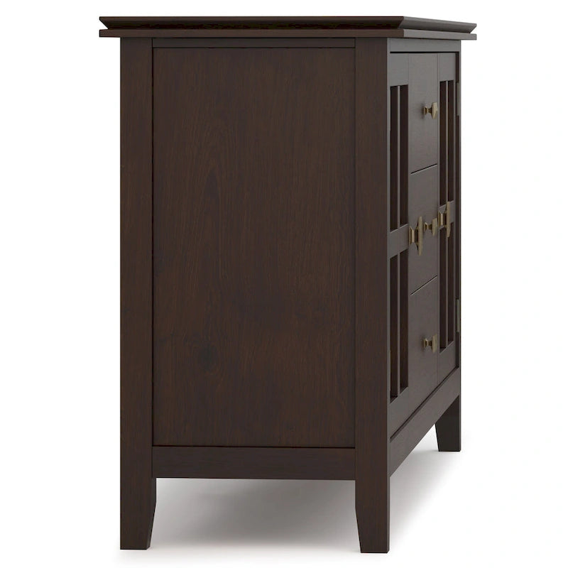 Stratford SOLID WOOD 60 Wide Contemporary Sideboard Buffet in Russet Brown - 17d x 60w x 30h