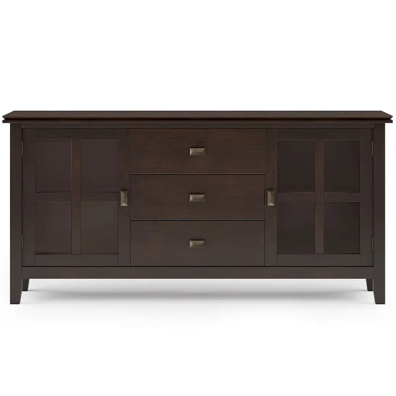 Stratford SOLID WOOD 60 Wide Contemporary Sideboard Buffet in Russet Brown - 17d x 60w x 30h