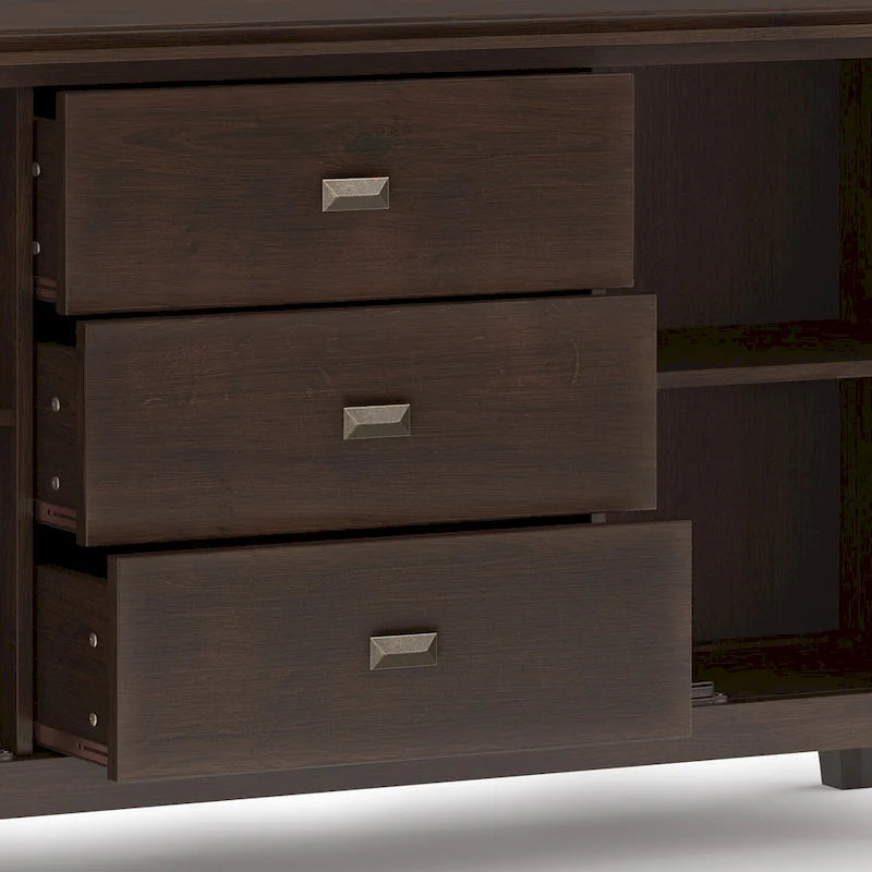 Stratford SOLID WOOD 60 Wide Contemporary Sideboard Buffet in Russet Brown - 17d x 60w x 30h