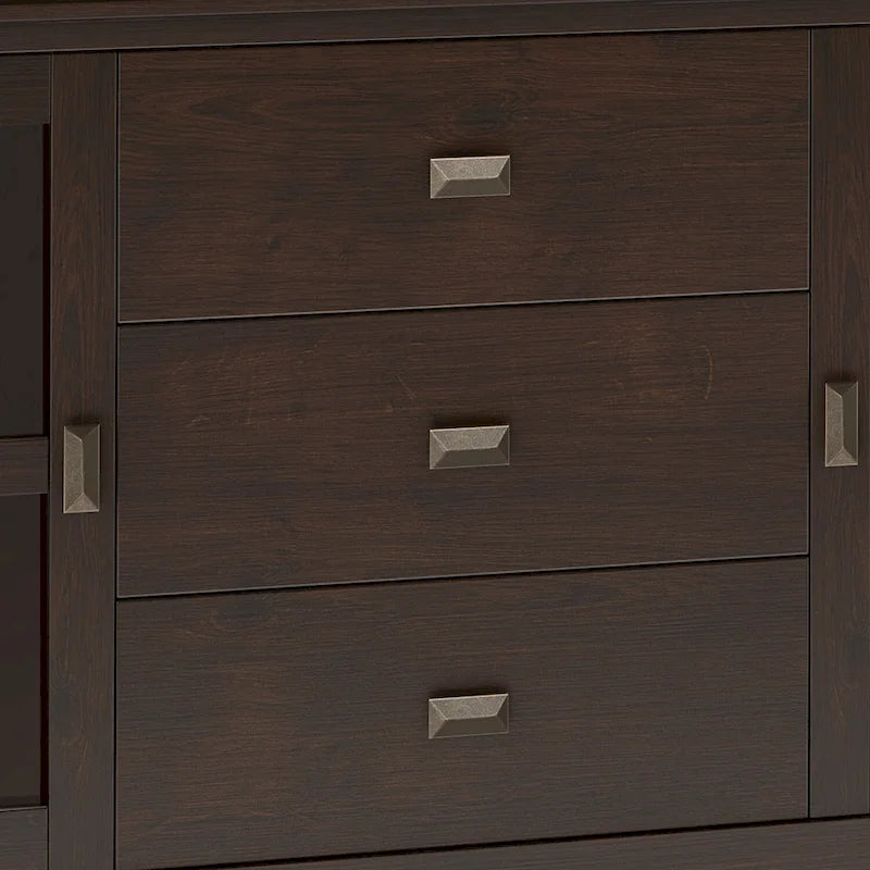 Stratford SOLID WOOD 60 Wide Contemporary Sideboard Buffet in Russet Brown - 17d x 60w x 30h