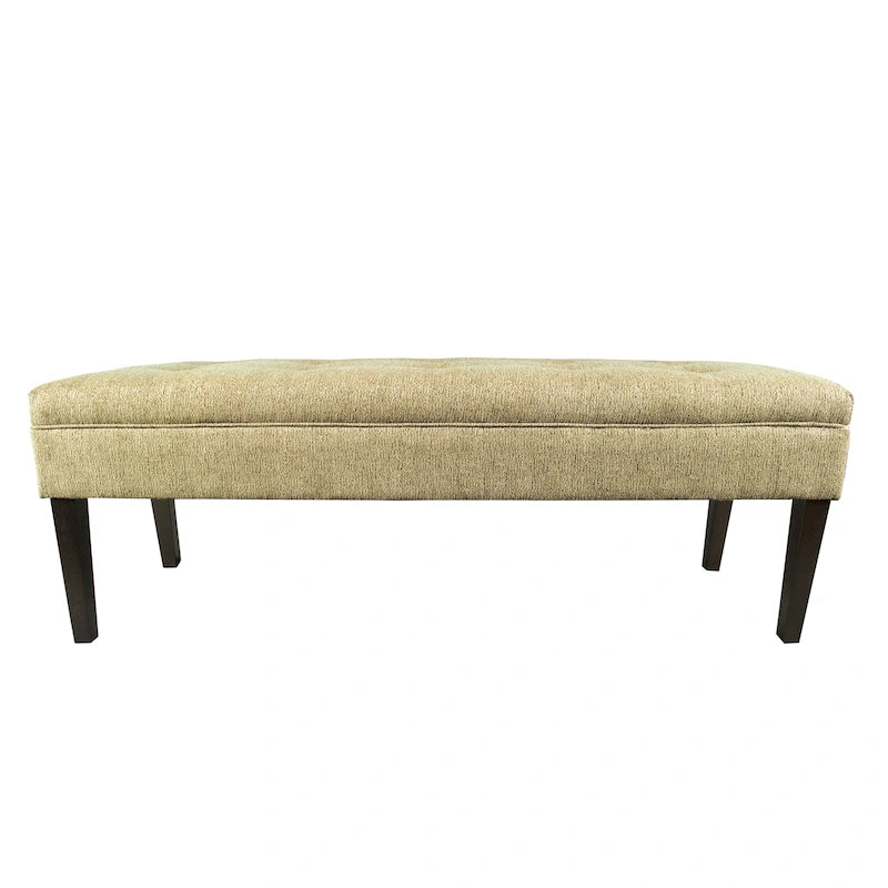 Button Tufted Upholstered Long Bench - 55" - Grey, Gold, or Teal