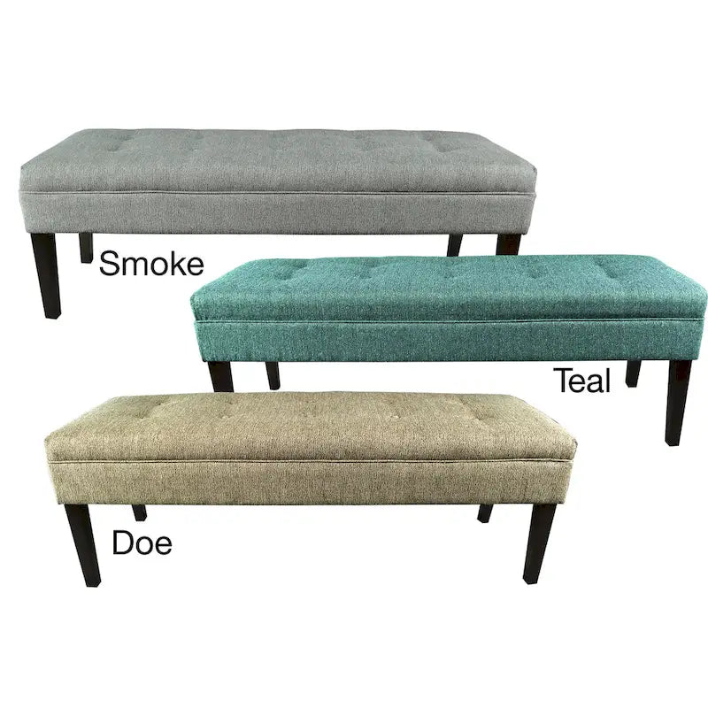 Button Tufted Upholstered Long Bench - 55" - Grey, Gold, or Teal