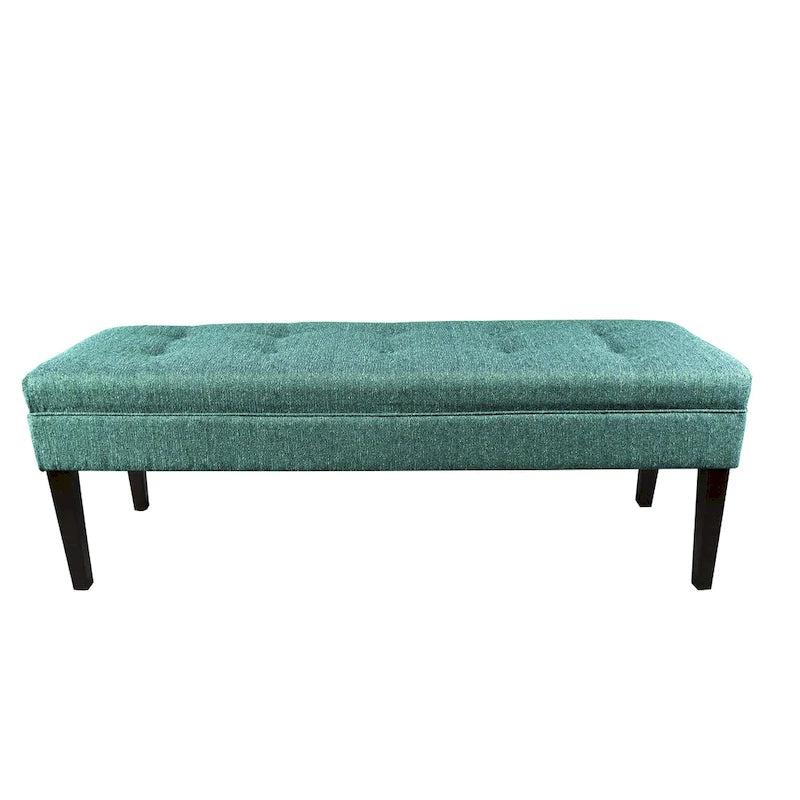 Button Tufted Upholstered Long Bench - 55" - Grey, Gold, or Teal