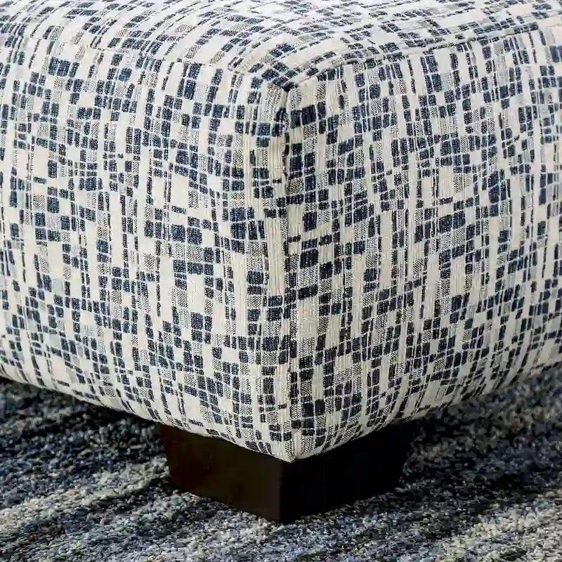 Contemporary Multi-color Chenille Striped Ottoman