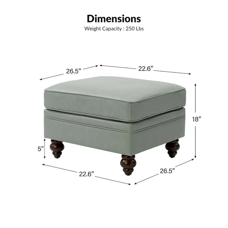 Mid-Century Modern Genuine Leather Ottoman - Water Resistant