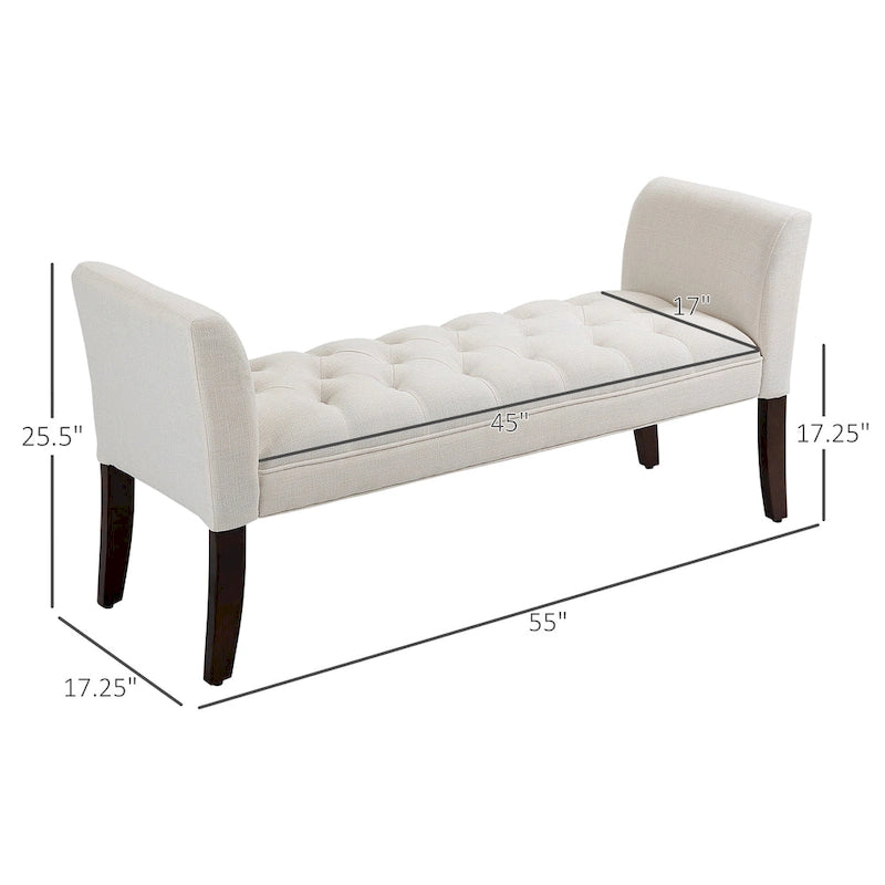 End of Bed Bench with Button Tufted Design, Upholstered Bench