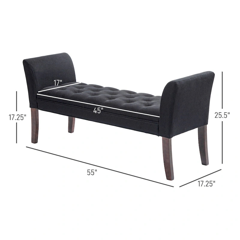 End of Bed Bench with Button Tufted Design, Upholstered Bench