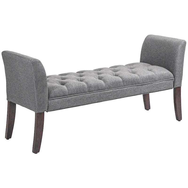 End of Bed Bench with Button Tufted Design, Upholstered Bench
