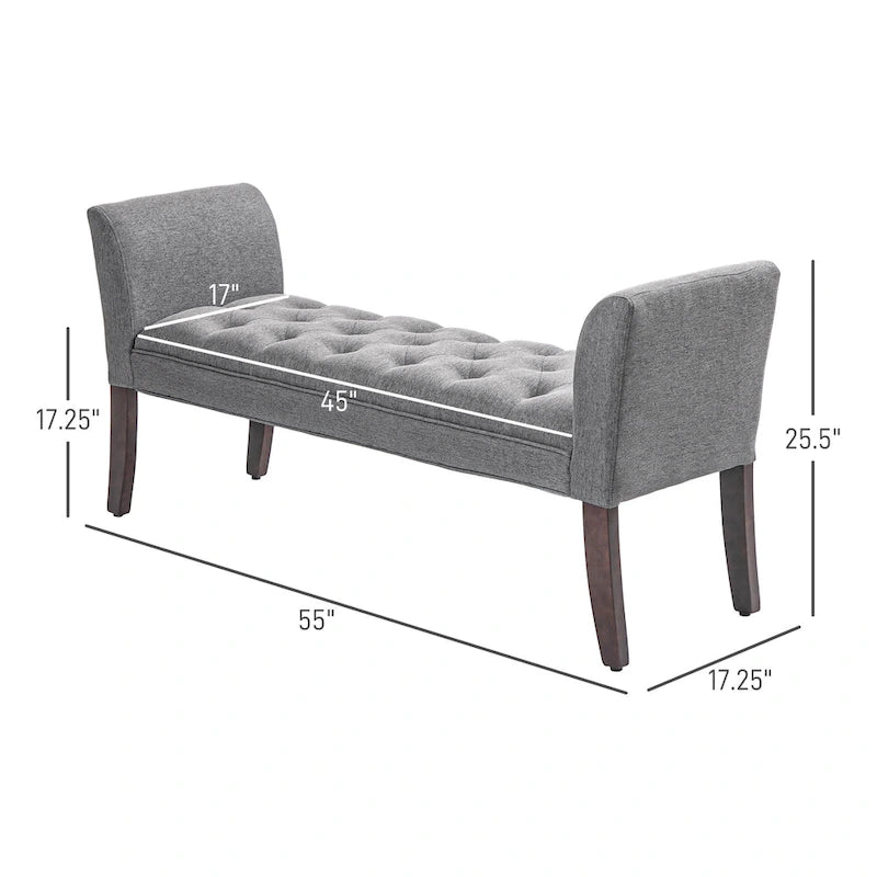 End of Bed Bench with Button Tufted Design, Upholstered Bench
