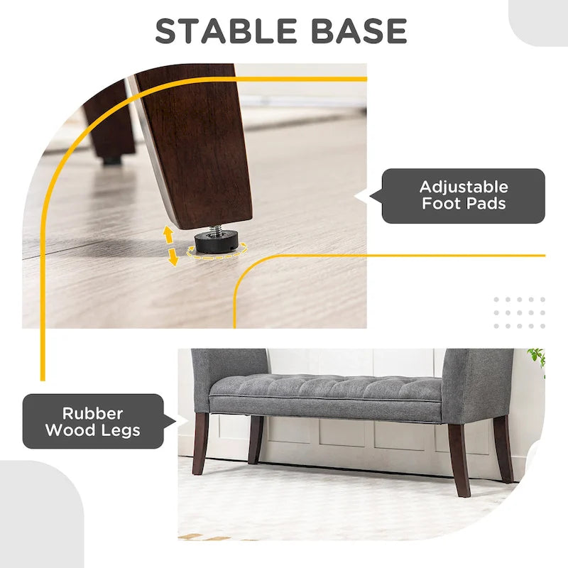 End of Bed Bench with Button Tufted Design, Upholstered Bench