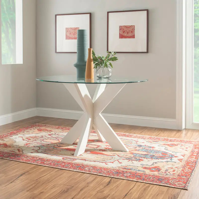X-Base Round Glass Dining Table (Table Only)