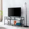 Industrial Steel Two-Tier TV Stand with Tempered Glass Shelves