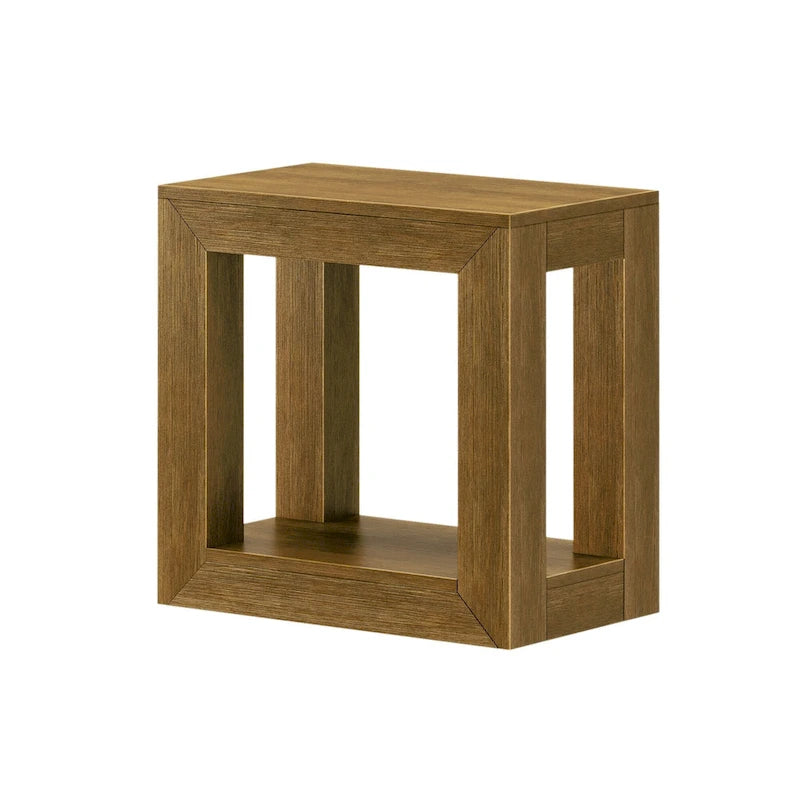 Modern Rectangular Solid Pine Side Table with Shelf - 25"L