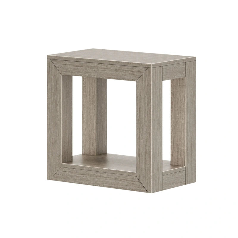 Modern Rectangular Solid Pine Side Table with Shelf - 25"L