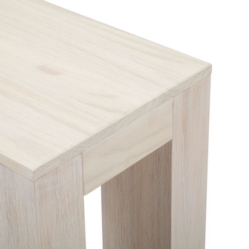 Modern Rectangular Solid Pine Side Table with Shelf - 25"L