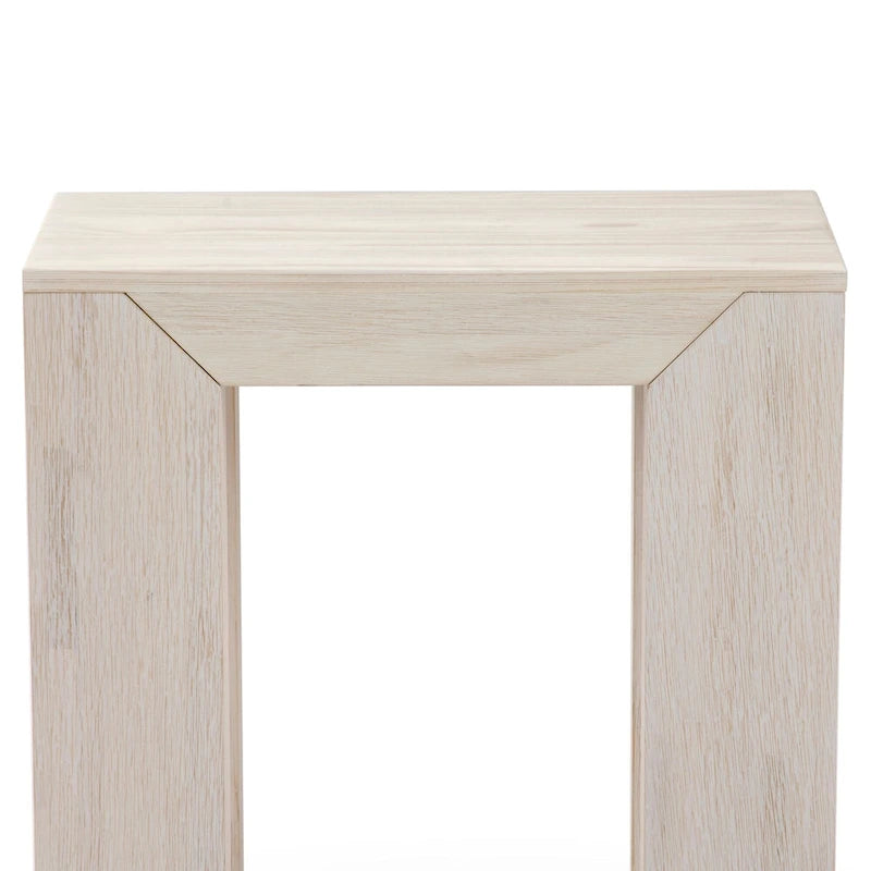 Modern Rectangular Solid Pine Side Table with Shelf - 25"L