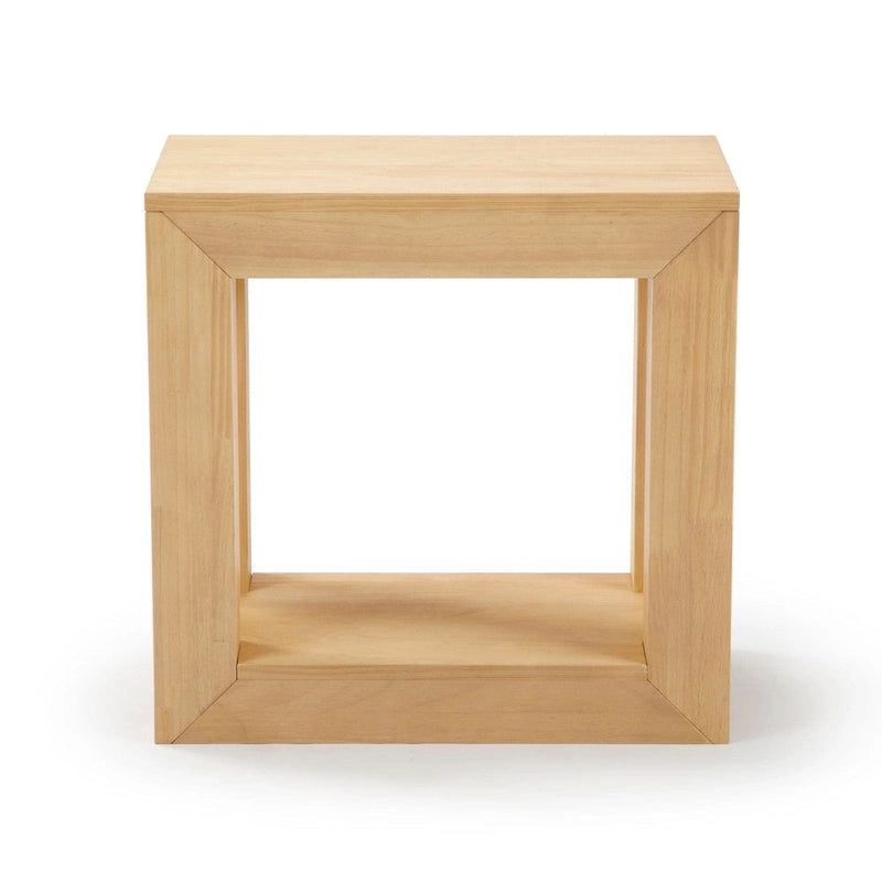 Modern Rectangular Solid Pine Side Table with Shelf - 25"L