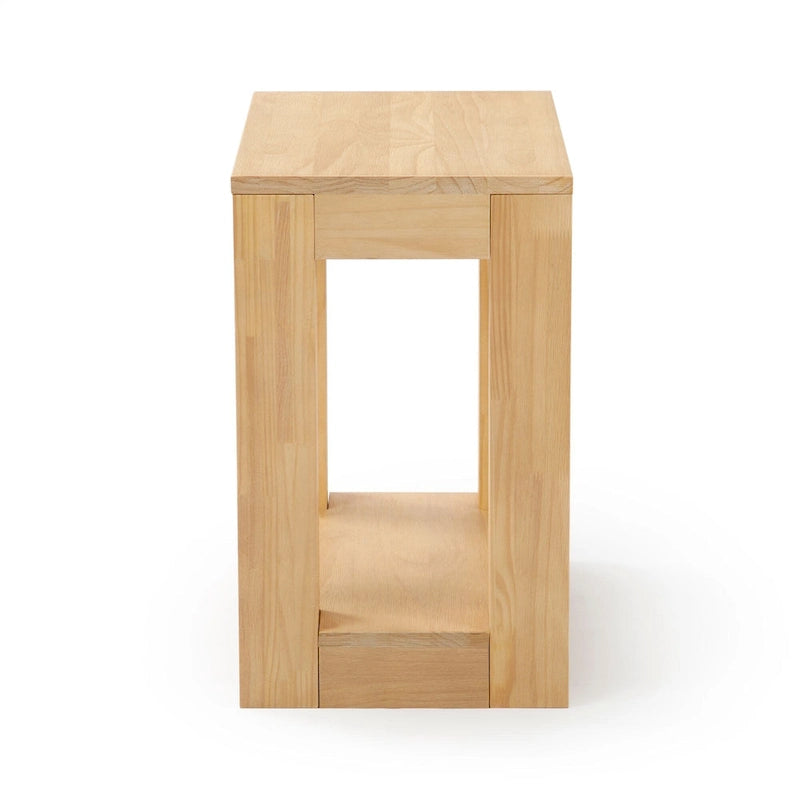 Modern Rectangular Solid Pine Side Table with Shelf - 25"L