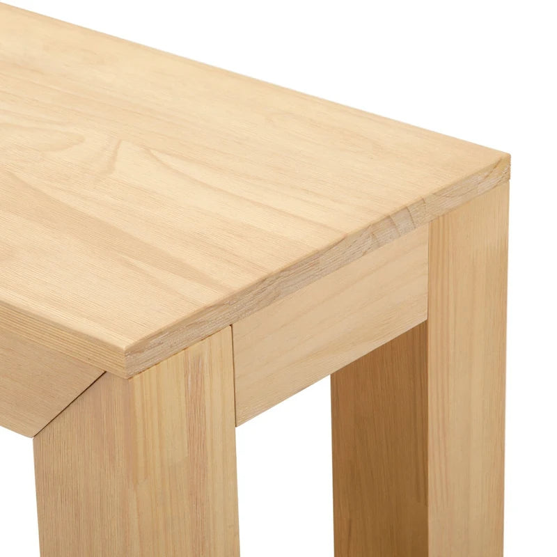 Modern Rectangular Solid Pine Side Table with Shelf - 25"L