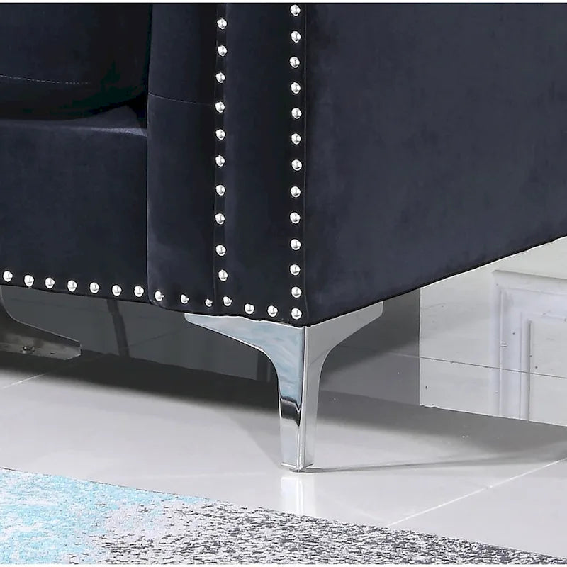 Pompano Velvet Button Tufted Sofa with Chaise