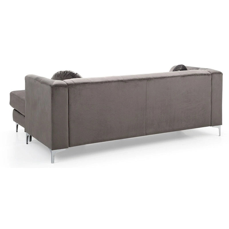 Pompano Velvet Button Tufted Sofa with Chaise