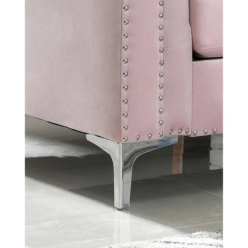 Pompano Velvet Button Tufted Sofa with Chaise