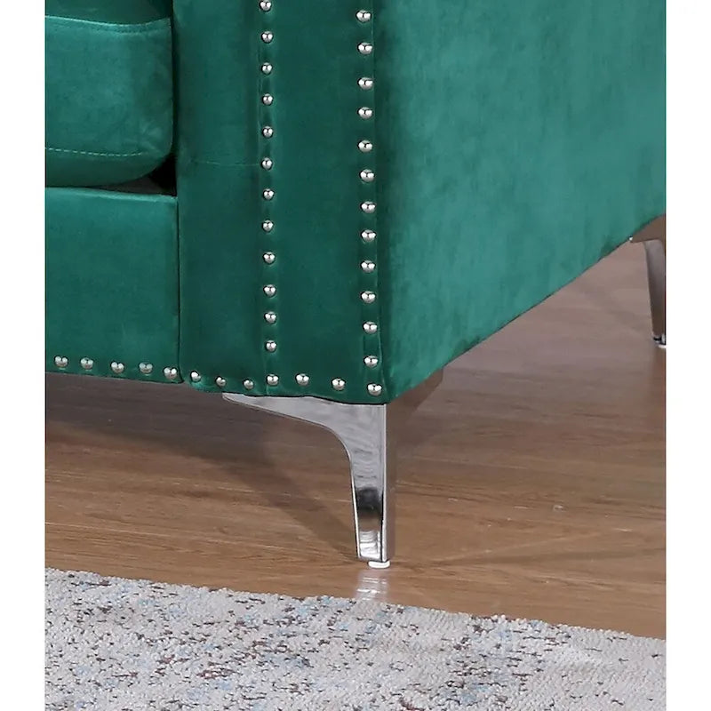 Pompano Velvet Button Tufted Sofa with Chaise