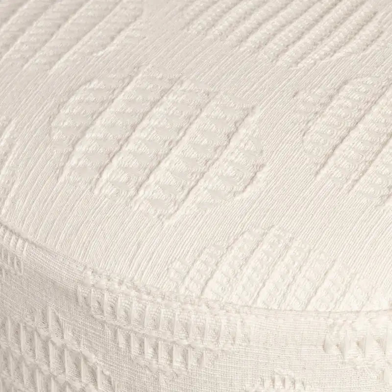 Cream Round Cotton Upholstered Stool