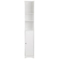 White MDF Bathroom Storage Cabinet with 1 Door and 5 Shelves