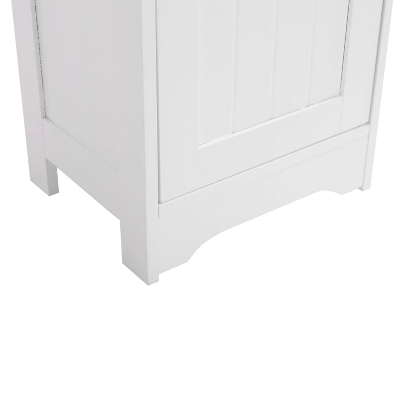 White MDF Bathroom Storage Cabinet with 1 Door and 5 Shelves