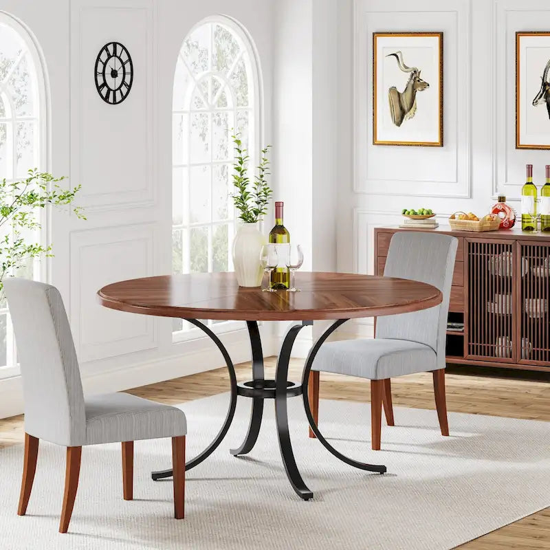 47" Round Dining Table with Trestle Legs - Seats 4-6