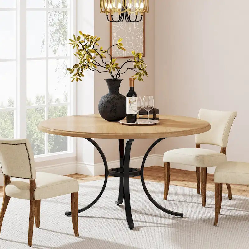 47" Round Dining Table with Trestle Legs - Seats 4-6