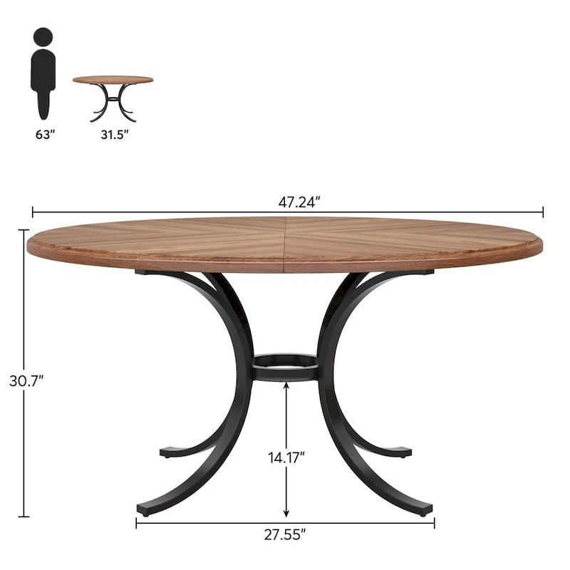 47" Round Dining Table with Trestle Legs - Seats 4-6