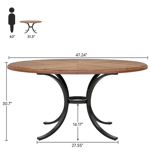 47" Round Dining Table with Trestle Legs - Seats 4-6
