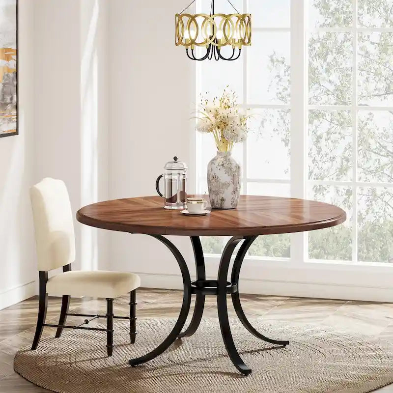 47" Round Dining Table with Trestle Legs - Seats 4-6