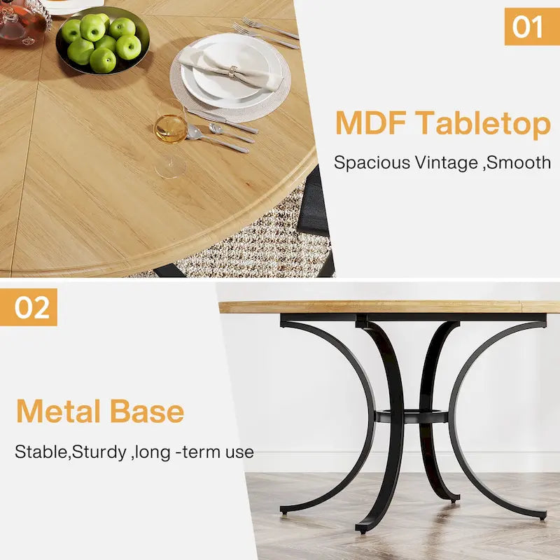 47" Round Dining Table with Trestle Legs - Seats 4-6