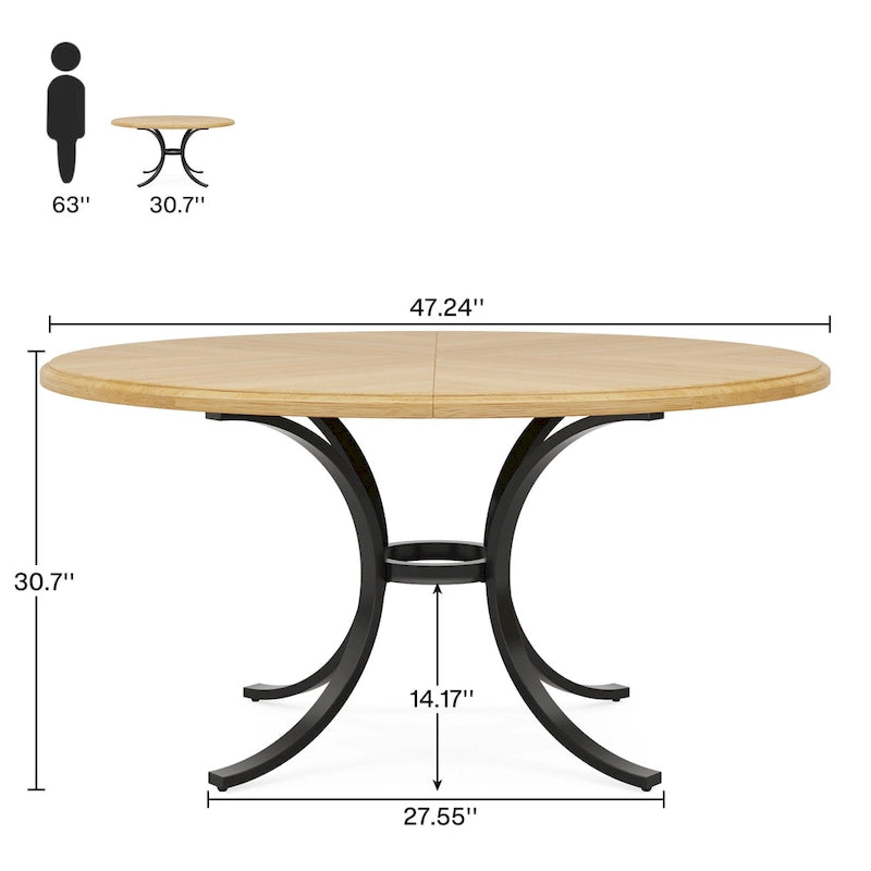 47" Round Dining Table with Trestle Legs - Seats 4-6