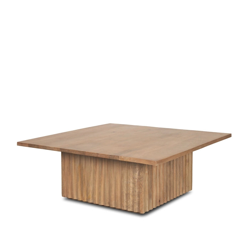 June Light Brown Solid Wood Fluted Square Coffee Table