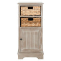 Distressed Black Pine Storage Cabinet with Wicker Baskets - 16"W x 12"D x 35"H