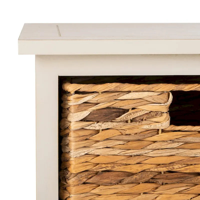 Distressed Black Pine Storage Cabinet with Wicker Baskets - 16"W x 12"D x 35"H