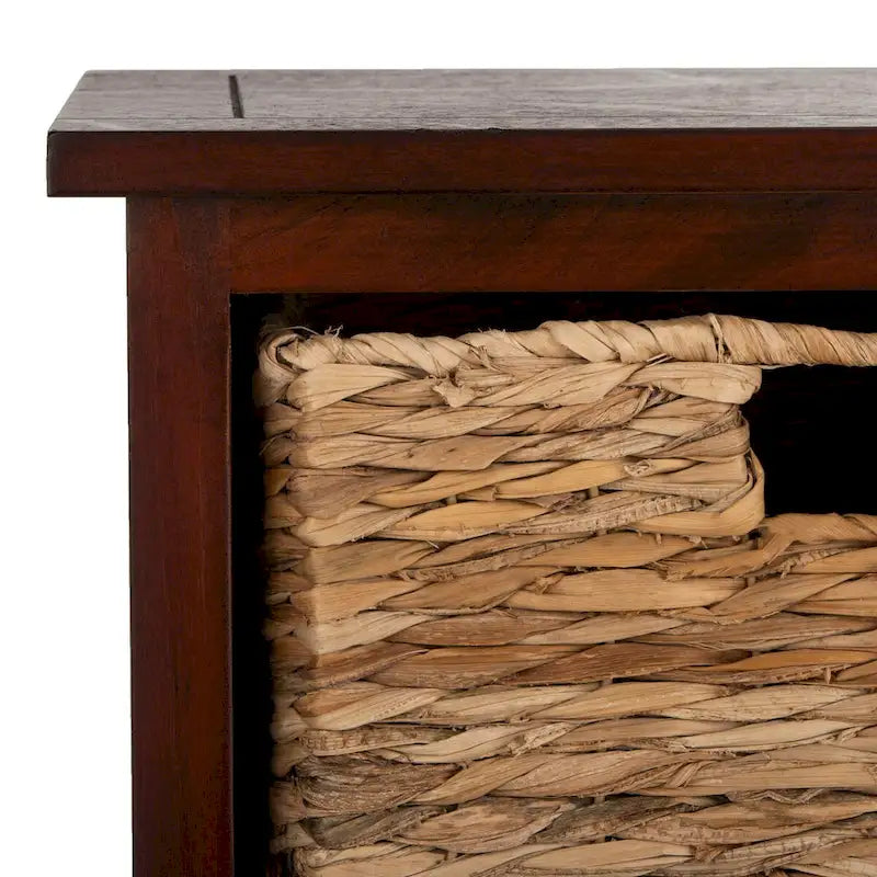 Distressed Black Pine Storage Cabinet with Wicker Baskets - 16"W x 12"D x 35"H
