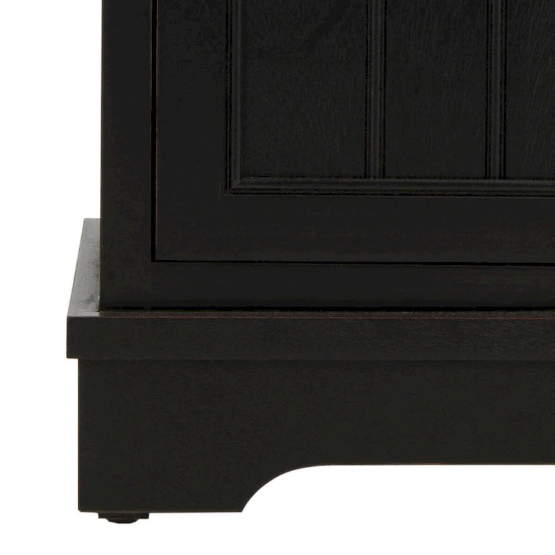 Distressed Black Pine Storage Cabinet with Wicker Baskets - 16"W x 12"D x 35"H
