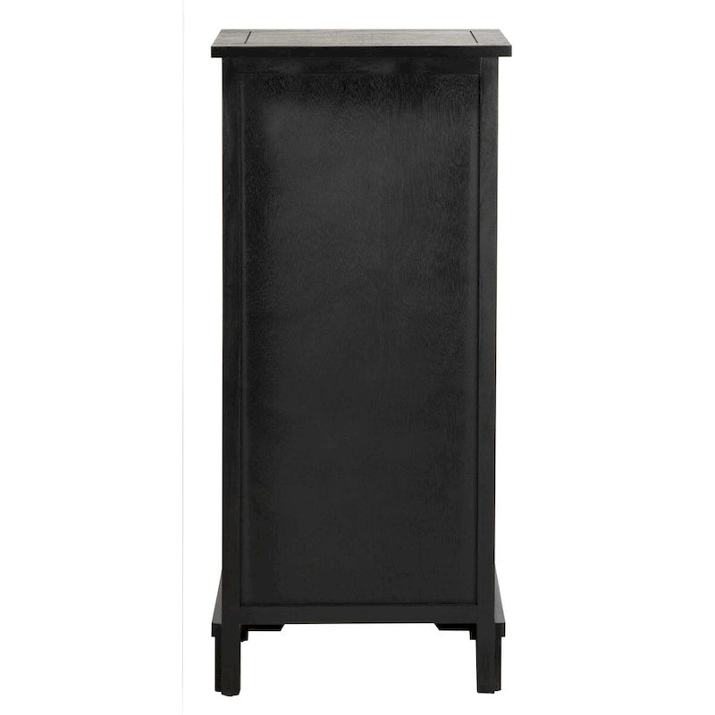 Distressed Black Pine Storage Cabinet with Wicker Baskets - 16"W x 12"D x 35"H
